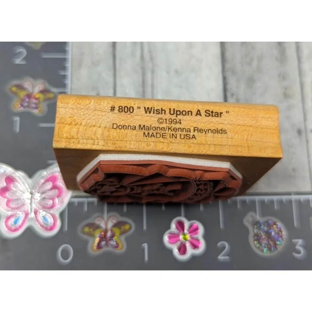 Comotion Wish Upon A Star Angel Bear 800 1994 Rubber Stamp Wood #K98